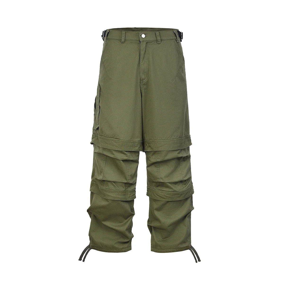 Hearujoy Harajuku Vibe Style Multi-pockets Baggy Cargo Pants for Men and Women Straight Loose Casual Drawstring Feet Overalls Oversize