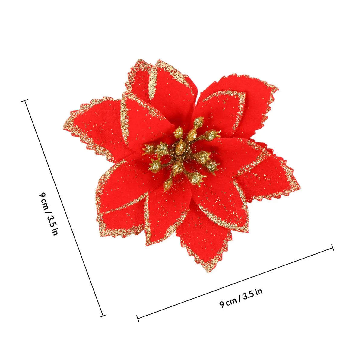 YICKYUE  -  24Pcs Artificial Glittery Flower Craft for Christmas Tree Flower Prop Festive Decorations Photo Backdrop and Indoor Party Setup