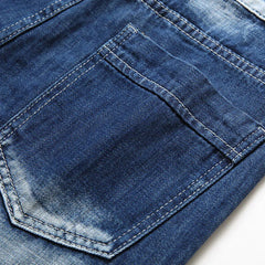 HEARUJOY  -  Ripped Denim Knee Length Men's Jeans Straight Shorts Mens Fashion Summer Denim Short Pants Bermuda Cotton Casual Jeans Plus Size