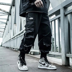 Hearujoy Black Cargo Pants Men Joggers Hip Hop Techwear Pants Hippie Cargo Trousers for Men Streetwear Plus Size Pockets Oversize