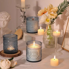 YICKYUE  -  12PCS Glass Candle Holders Votive Candle Jars Empty Container for DIY Candle Making Crafts Holiday Decor Gift for Friends Family