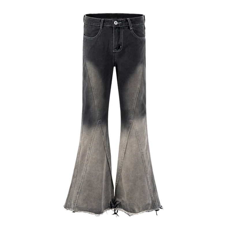 Hearujoy Black Gray Gradient Slim Jeans Floor Mop Flared Pants High Street New Trendy Fashionable Hip Hop Washed Vintage Men's Jean Pants