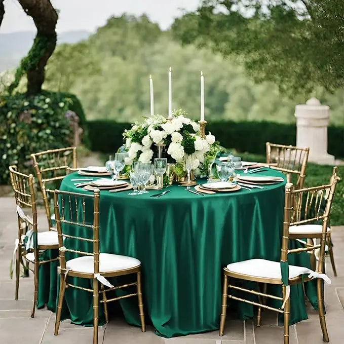 YICKYUE  -  4pcs Round Table Cover Silky Satin Dining Table Cloth Bright Silk for Holiday Dinner Wedding Banquet Decoration