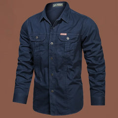 HEARUJOY  -  Long Sleeve Men's Shirt Spring American Trend Vintage Press Free Workwear Loose Versatile Handsome New Style Casual Shirt