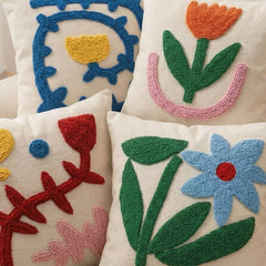 YICKYUE  -  Simple Cartoon Style Pillowcase Embroidery Pillows For Sofa Headrest Cushion Pillow Cover Bolster Living Room Home Decoration