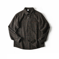 HEARUJOY  -  Autumn Winter American-style Brushed Fleece Skin-friendly Warm Breathable Loose-fit Casual Turn-collar Check Plaid Shirt for Men