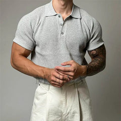 HEARUJOY  -  Summer New Men's Solid Color Knitted Short-Sleeved T-Shirt American Retro Fashion Trend Loose Casual Breathable Men's Tops