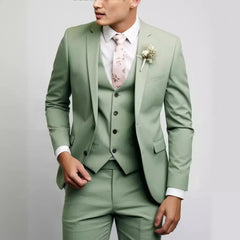 HEARUJOY  -  New Suits Three Pieces Single Breasted Blazer Business Jacket Vest Ankle Length Zipper Fly Straight Pants Pockets Button Office