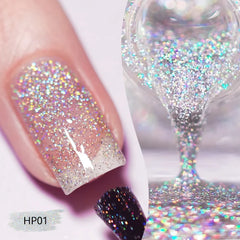 YICKYUE  -  7ml Sliver Holographics Nail Polish Colorful Shining Glitter Sequins Effect Nail Art Varnish No Need Lamp Air Dry