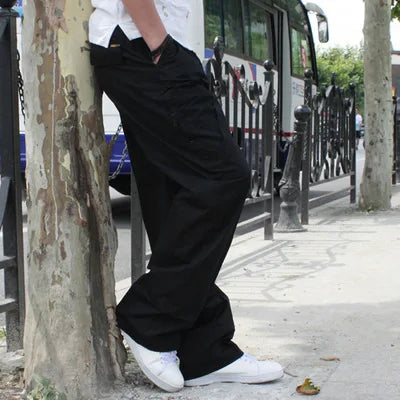 HEARUJOY  -  Loose Work Pants Casual Sports Trousers Cotton Multi-pocket Thin Men