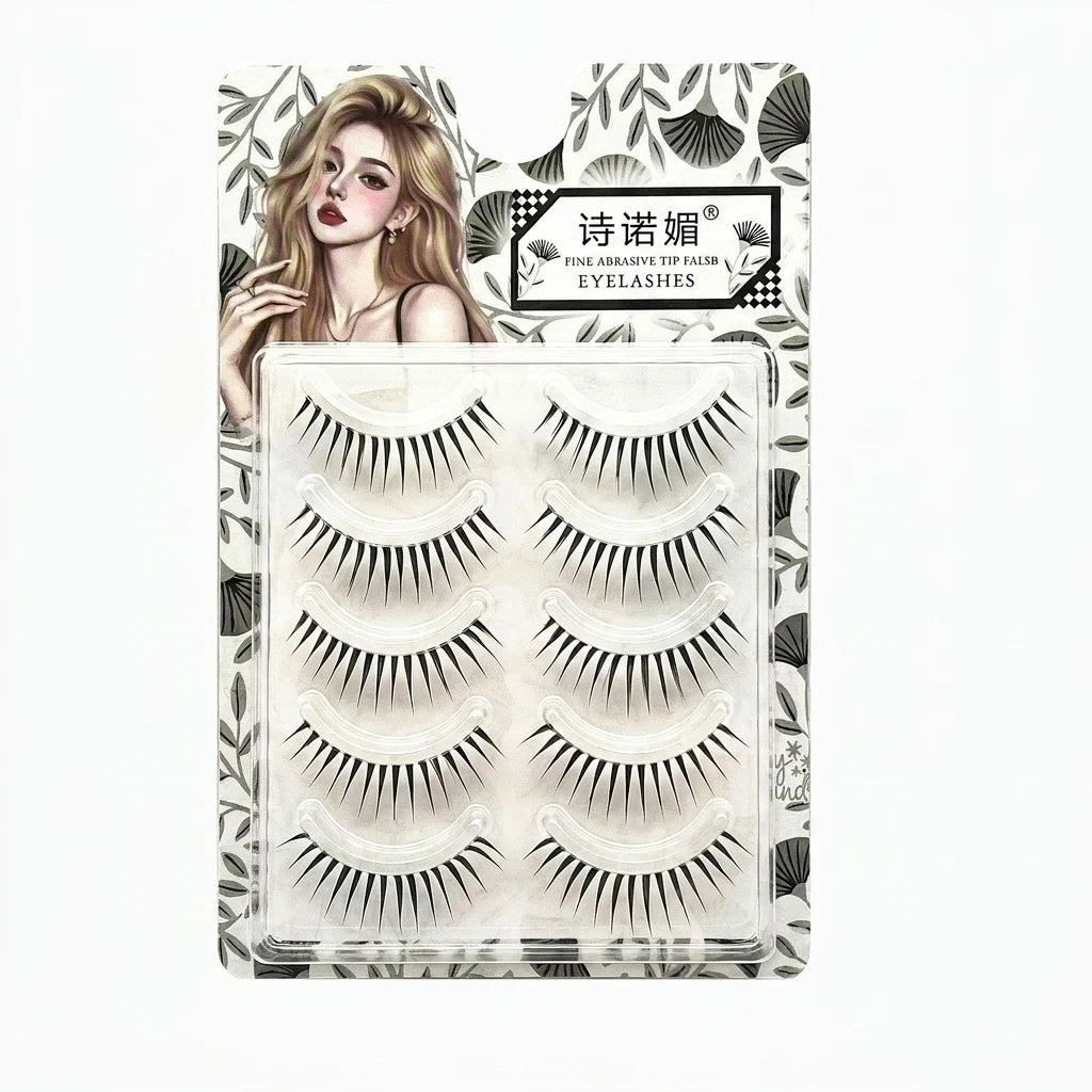 YICKYUE  -  5pairs Korean Style False Eyelashes Lightweight C Curl Natural Fiber Fake Eyelashes Manga Idols Girls Group Eyelash Extensions