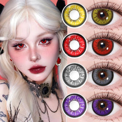 YICKYUE  -  Flame Colored Halloween Contact Lenses Eye Green Contacts Contact Lenses For Eyes Beauty Pupils 1 Pair 6 Months