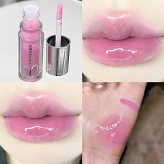 YICKYUE  -  Water Light Pink Shiny Lip Gloss Lasting Moisturizing Plumper Shimmer Jelly Brown Lip Oil Reduce Liplines Liquid Lipstick Makeup