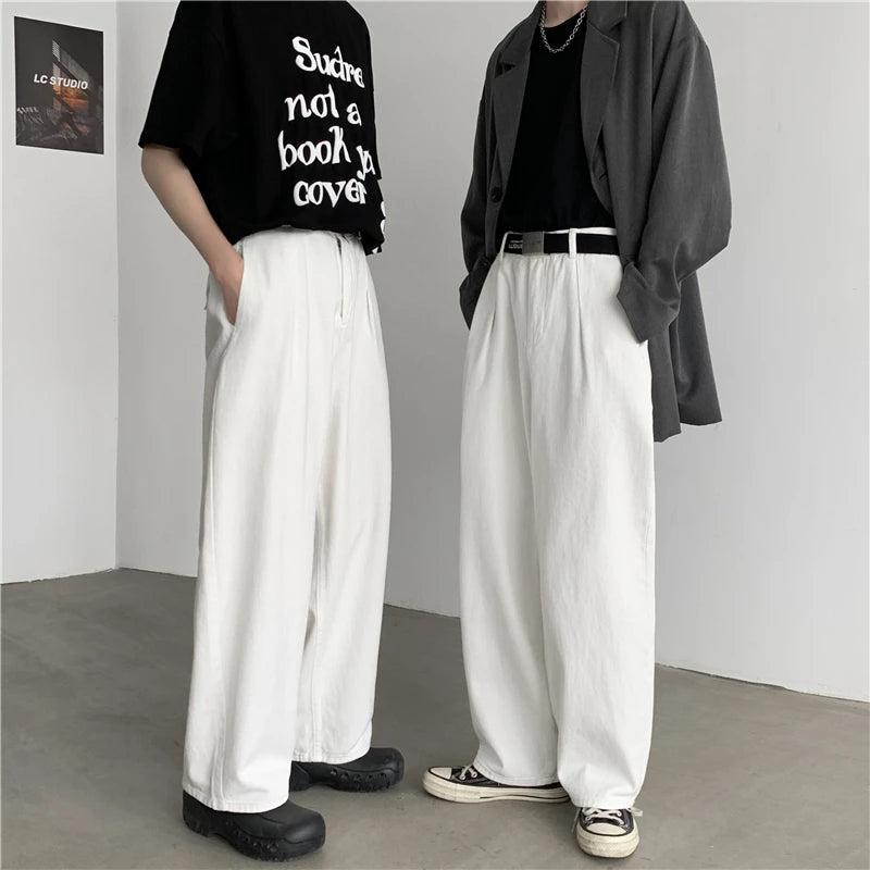 HEARUJOY  -  Baggy Jeans Men Oversized Casual Wide Leg Jeans Men Streetwear Korean Loose Straight White Jeans Mens Denim Trousers S-3XL