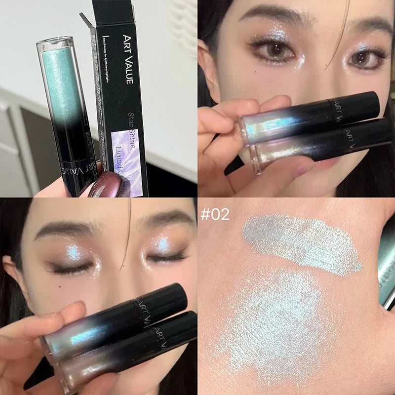 YICKYUE  -  Glitter Liquid Eyeshadow Pearly Shimmer Highlighter Fine Shiny Eyeshadow Makeup Charming Eyeliner Shadow Illuminator
