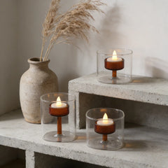 YICKYUE  -  3Pcs European-style Transparent Glass Candle Holder Romantic Windproof Candlestick Candlelight Dinner Wedding Party Decoration