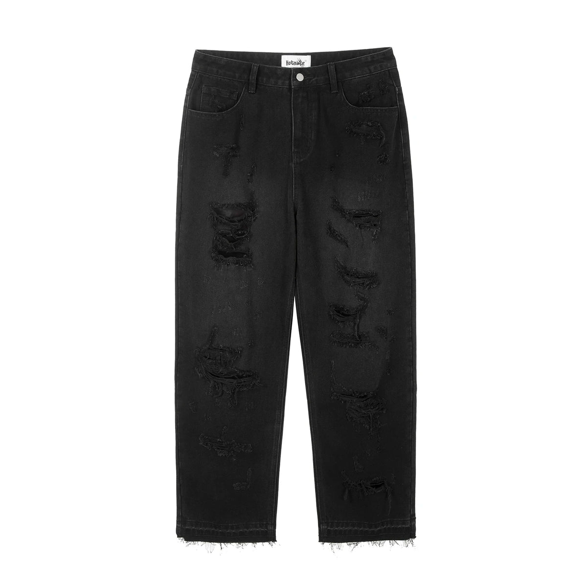 Hearujoy Washed Blue Oversized Torn Jeans for Men Streetwear Hip Hop Large Destroyed Wide Leg Jeans Baggy Straight Ripped Denim Pants