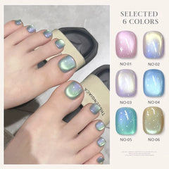 YICKYUE  -  1-6pcs 12ml Mermaid Aurora Gel Polish 6 Colors Holographic Magnetic UV Gel Shimmer Pearl Effect Soak Off for Salon DIY Nail Art