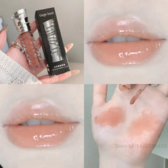 YICKYUE  -  Mirror Water Lip Gloss Nude Tea Brown Lip Glaze Shimmer Moisturizing No Sticky Sexy Plump Purple Glass Jelly Liquid Lipstick Oil