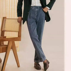 HEARUJOY  -  Fashion Spring Autumn Men Naples Jeans Pants British Styles Waist Buckle Vintage Trousers Business Gentleman Casual Denim Pants