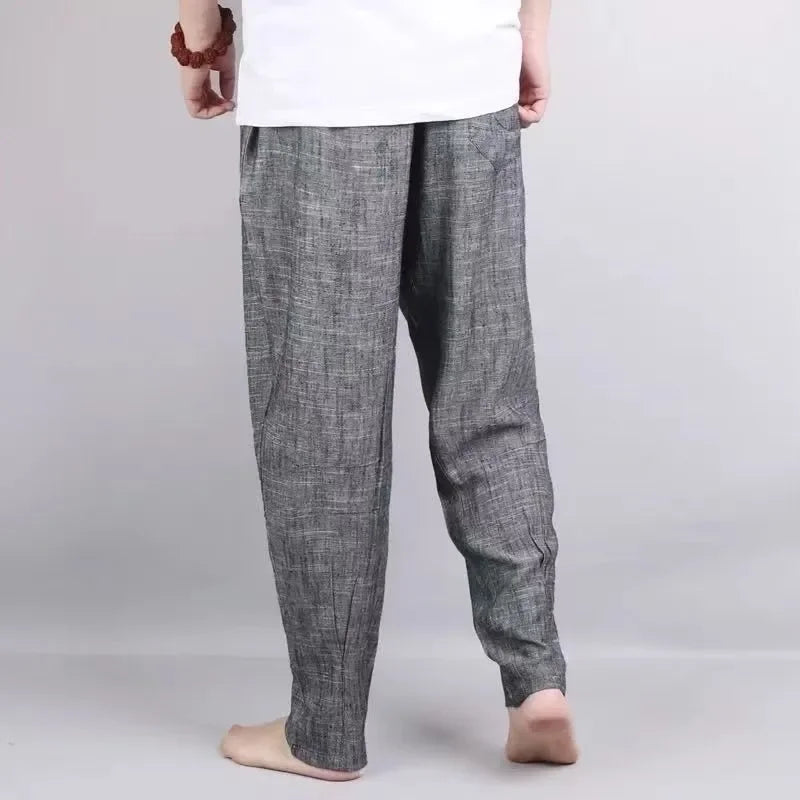 YICKYUE  -  Men's Ice Silk Summer Casual Pants New Straight Loose Pants Thin Style