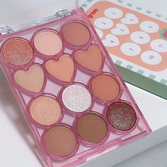YICKYUE  -  12-Color Nude Eyeshadow Palette Korean-Style Soft Glam Multifunctional Matte Shimmer Low-Saturation Morandi Tones For Girl/Women
