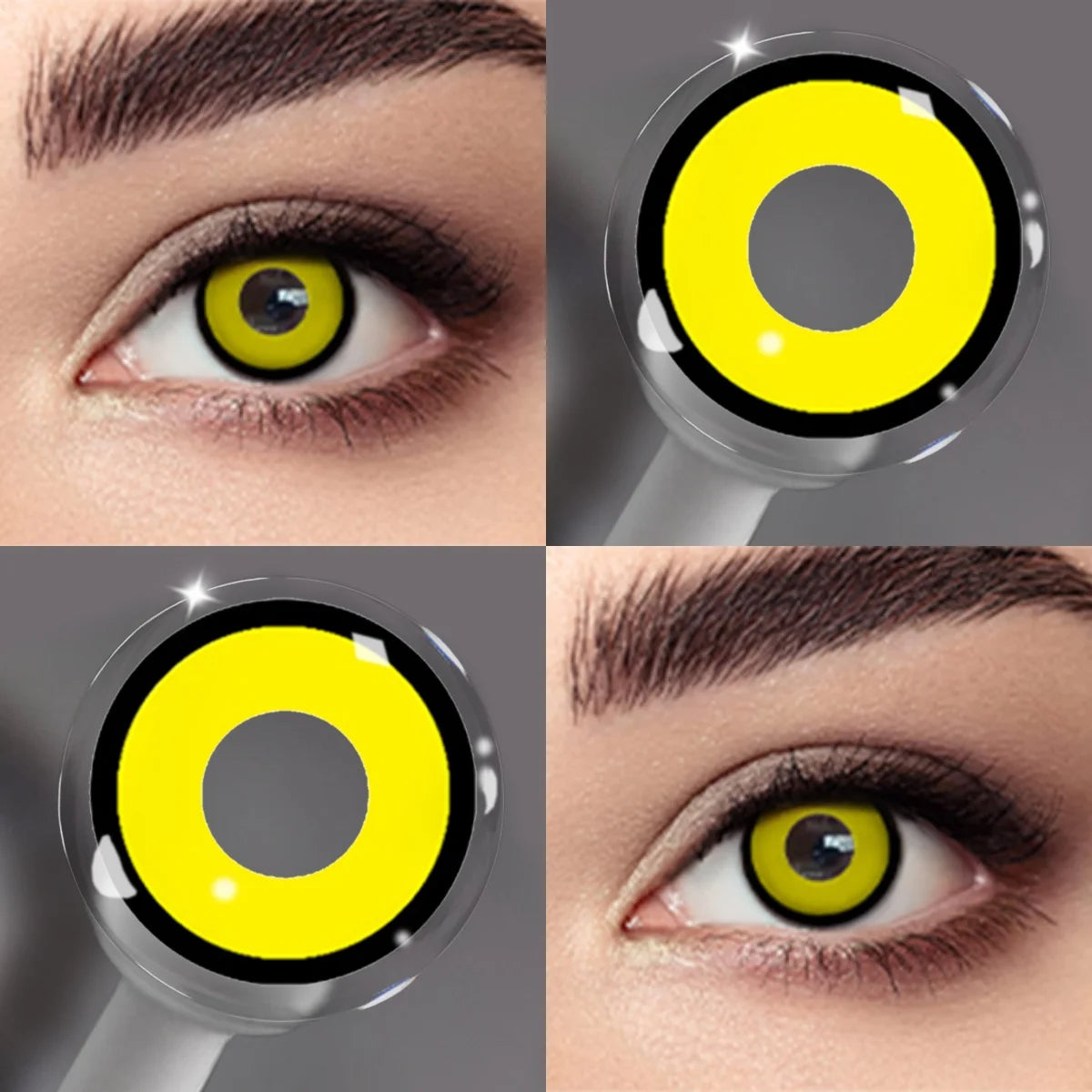 YICKYUE  -  Crazy Anime Red Colored Contact Lenses Soft Cute Cosplay Lens Natural Stylish Look Contacts For Daily Party Eye Makeup