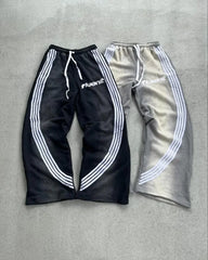 Hearujoy American Vintage Striped Slacks Y2K New Harajuku Sports Pants Men's High Street Punk Hip Hop Casual Joker Loose Wide Leg Pants