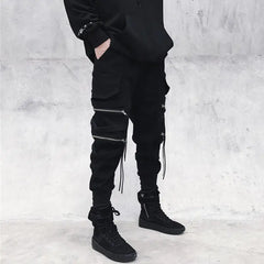 HEARUJOY  -  Men's slim and fashionable casual running pants street wear workwear pants men's multi pocket pants fitness gym sports pant
