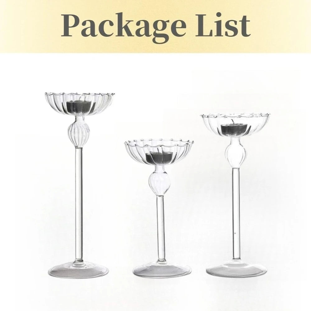 YICKYUE  -  European High Footed Striped Candle Holder Romantic Candlelight Dinner Candle Holder Home Wedding Party Decoration Ornament