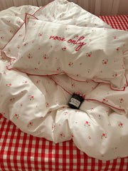 YICKYUE  -  Ins Style Bedding Set Dormitory Bedding Three-Piece Set Floral Print Duvet Cover Sheet Fitted Sheet Soft Polyester Fabric