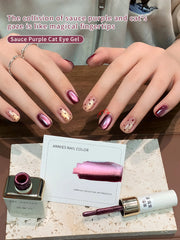 YICKYUE  -  Gel Polish Purple Red Ruby Cat Eye Gel Nail Polish -12MLGlitter Gel Polish Fall Nail Gel Magnetic Shimmer Effect Soak Off UV