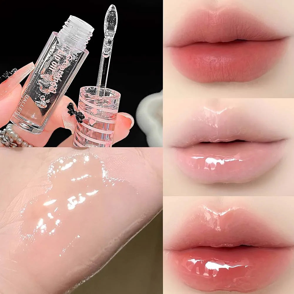 YICKYUE  -  Lip Plumping Crystal Gloss Lip Glaze Lasting Moisturizing Transparent Lip Oil Natural Lightweight Shining Lipgloss Oil Make up