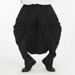 Hearujoy Original Design Y2k Loose Culottes Men Trend Dark Wide-leg Pants New Casual Pants Pleated Genderless Culottes