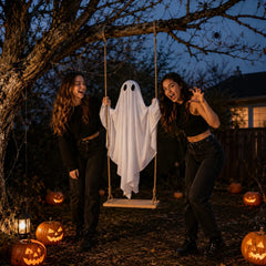 YICKYUE  -  Halloween Swing Glowing Cute Ghost Ornament Garden Yard Bar Haunted House DIY Decorative Props Party Hanging Decor
