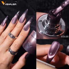YICKYUE  -  10ml Venalisa Hema Free TPO Free Gel Nail Polish Christmas New Year Soak Off Glitter Red Colors Cat Eye Magnet Nail Gel Polish