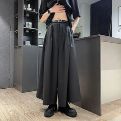 HEARUJOY  -  Mens Culottes Gothic Style Dark Pants Skirt Genderless Fashion Streetwear Personality Temperament Casual Wide-Leg Pants Unisex