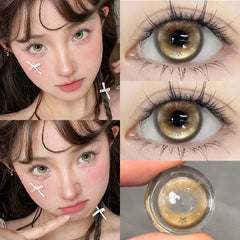 YICKYUE  -  1Pair Colored Lenses for Eye With Diopters Prescription Yearly Pink Lenses Brown Contacts Red Lens Fashion Cosplay Lenses