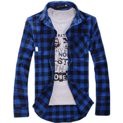HEARUJOY  -  Men's Plaid Shirt Button Down Casual Check Shirt Long Sleeve Slim Spring Autumn Male Brand Soft Comfortable Fashion