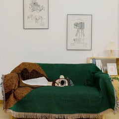 YICKYUE  -  Cartoon Cover Towel Universal Multifunctional Thread Blanket Sofa Towel for All Seasons Available for Camping and Picnic