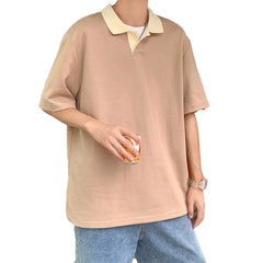 HEARUJOY  -  Loose Fit Tee Men T-Shirt 80 Polyester 20 Spandex Multiple Sizes New Condition Regual Length Summer Wear Lapel Neckline
