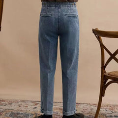 HEARUJOY  -  Fashion Spring Autumn Men Naples Jeans Pants British Styles Waist Buckle Vintage Trousers Business Gentleman Casual Denim Pants