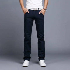 HEARUJOY  -  Slim Fit Straight Leg Pants Men's  Color Casual Trousers Autumn Season Cotton 00% Pure Color Youthful Vitali Sle