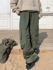 Hearujoy Techwear Parachute Wide Cargo Pants Men Hip Hop Wide Leg Trousers Male Quick Drying Streetwear Loose Oversize Korean