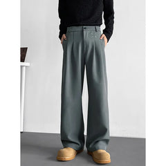 HEARUJOY  -  Grey Suit Pants Men Fashion Society Mens Black Dress Pants Korean Loose Straight Pants Mens Office Formal Trousers Plus Size