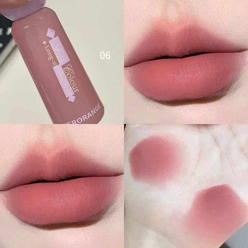 YICKYUE  -  Rose Pink Matte Lipstick Waterproof Cute Lip Mud Velvet Mousse Grey Pink Lip Gloss Non-Stick Cup Lip Tint Makeup Korean Cosmetic