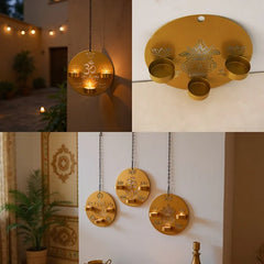 YICKYUE  -  1pc Metal for Lotus Candle Holder Elegant Wall-Mounted Diwali Hanukkah Decor Happy Diwali Candlestick Decorations for Hanukkah