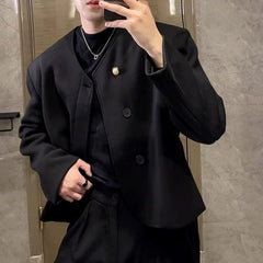 HEARUJOY  -  Mens Jackets British Style Casual Suit Jackets Streetwear Fashion Elegant Versatile Trendy Long Sleeve Tops Men'S Clothing