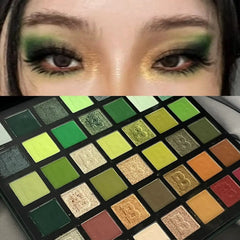 YICKYUE  -  42 Colors Smoked Green Eye Shadow Plate Matte Pearlescent Punk Green Glitter Eyeshadow Halloween Eyes Makeup Palette Christmas