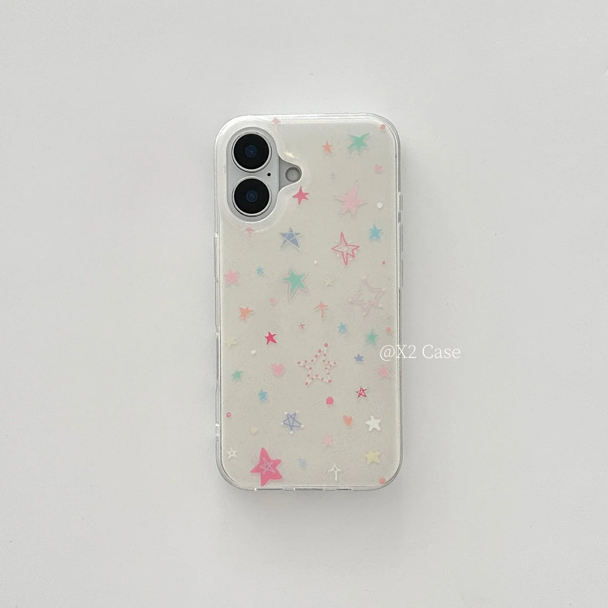 YICKYUE  -  Full Screen Cute Colorful Little Stars Luxury IMD Phone Case For iPhone 17 AIR 16 15 14 13 12 11 Pro MAX Plus Y2K Silicone Cover